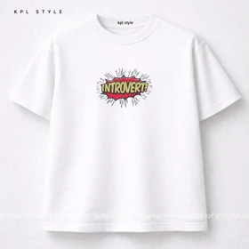 تیشرت باکسی 100٪ پنبه طرح INTROVERT | تنفس‌پذیر | کد 1434