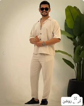 پیراهن لینن استین کوتاه_کد4385