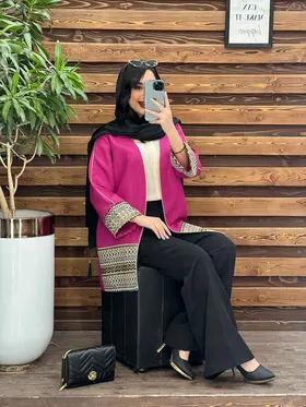 مانتو ژاکارد پولک دوزی