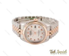 ساعت مردانه رولکس دیت جاست رزگلد سیلور Rolex-3635-G