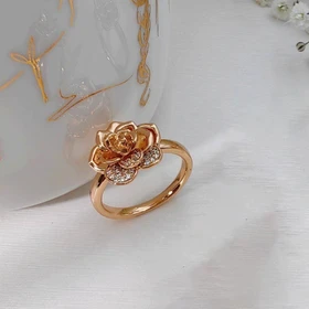 انگشتر طرح گل رز نگین‌دار ژوپینگ کد 187