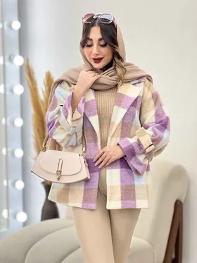 پالتو چهارخونه آستین بند دو جیب
