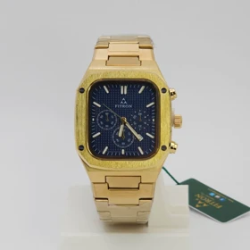 ساعت مچی مردانه فیترون Fitron 9950M با موتور کوارتز ژاپن و تاریخ دار (بند طلایی با صفحه سورمه ای)