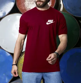 تیشرت مردانه رنگ جگری نایک NIKE آستین کش