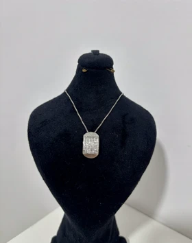 گردنبند نقره ایتالیایی زنانه پلاک مستطیل 1002