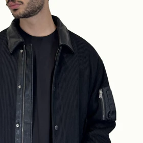 ژاکت کبریتی یقه چرم 725