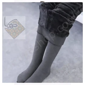 جوراب‌شلواری نخی داخل کرک (شنل) ریز بافت فری‌سایز خاکستری