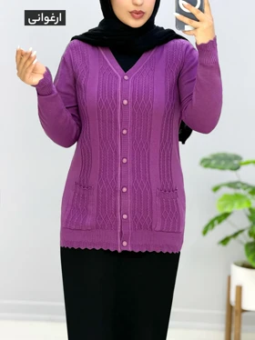 ژاکت گپ بافت ایلانا کد 333161 (ارغوانی)