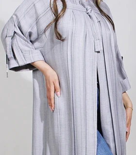 مانتو بلند خط‌دار کد 1740