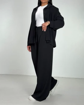 ست شومیز  و شلوار کرپ کد 9000102 (مشکی)