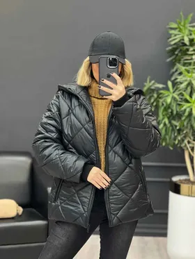کاپشن لوزی دوزی جیب زیپ