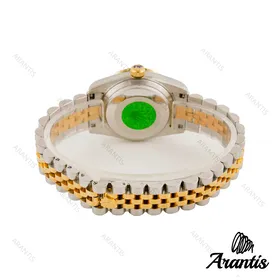 ساعت رولکس زنانه دورنگ طلایی صفحه سبز ایندکس خطی مدیوم w-4844