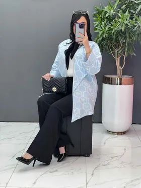 مانتو ژاکارد کتی آستین دوبل