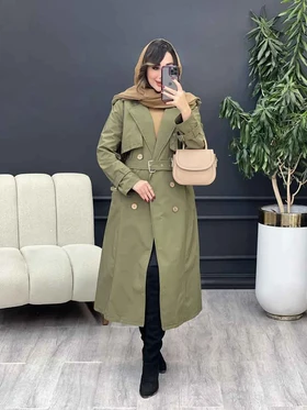 بارانی شش دکمه کمر دار