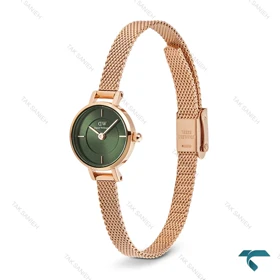 ساعت DW زنانه گرد حصیری مینی رزگلد صفحه سبز DW-6649-L