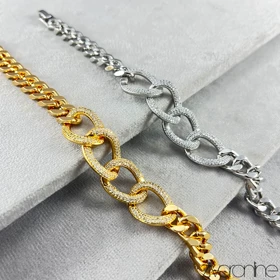 دستبند طرح کارتیه زنانه نگین‌دار 40128