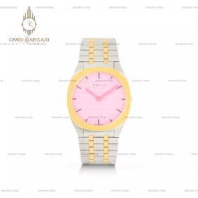 ساعت مچی گوچی سیلورطلایی صفحه صورتی Gucci