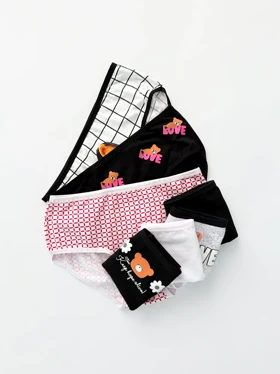 شورت اسلیپ نخ پنبه عروسکی طرح خرس و گل سون Seven