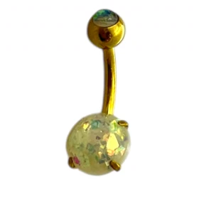 پیرسینگ ناف استیل با نگین درخشان