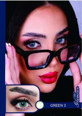 لنز رنگی فصلی گلامور Glamour (Green 3 (سبز یشمی دورمشکی))