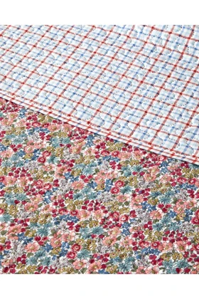 روتختی یک نفره English Home مدل Cherry Plaid پنبه‌ای - سرخابی