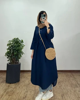 مانتو بلند لینن کمرگت ویولت(ایراد دار)