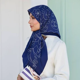 روسری Chanel ابریشم دور دست دوز (قواره 120) 30142