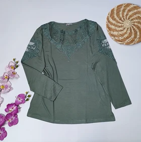 شومیز گیپوردار مدل دلسا کد 50274 (سبز پاستلی)