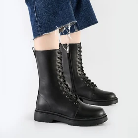 بوت و نیم بوت زنانه و دخترانه مدل بندی بغل زیپ رنگ مشکی کد A593