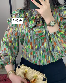 شومیز آستین پفی طرح‌دار
