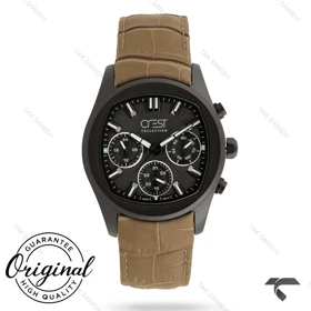 ساعت کرست مردانه 6379-5 فول دیت مشکی خاکی Crest-11069-G