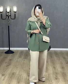 ست مانتو و شلوار مزونی کد 2088