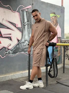 ست هودی و شلوارک وست نایک کرم nike