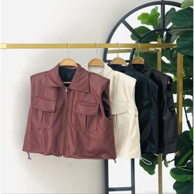 پافر کوتاه دخترانه جنس چرم