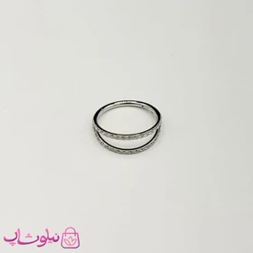 پیرسینگ گوش یا بینی استیل نقره ای رنگ دولاین نگین‌دار کد 749