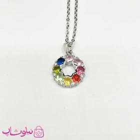 گردنبند زنانه استیل طرح رنگین کمان