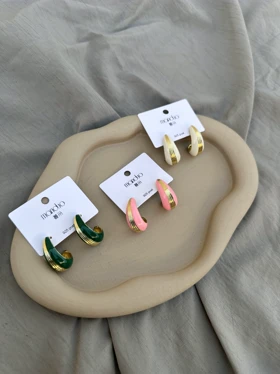گوشواره میناکاری اشکی (کرم)