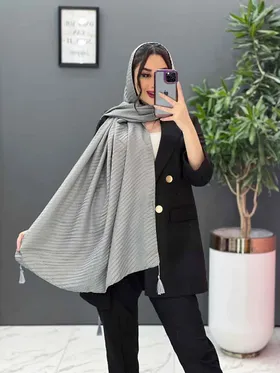 شال پلیسه درشت منگوله‌دار