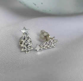 گل گوش درخت کریسمس نقره عیار 925