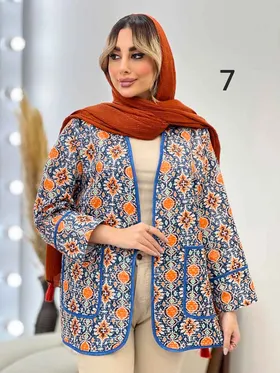 مانتو طرح دار نوار دوزی دو جیب