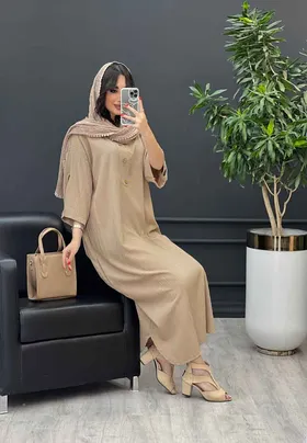 مانتو بلند جلو بسته آستین پاگن