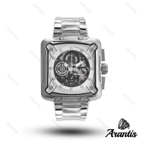 ساعت مردانه الگانس diamond سیلور صفحه سفید مشکی m-10242