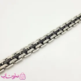 دستبند مردانه نقره ای مشکی استیل