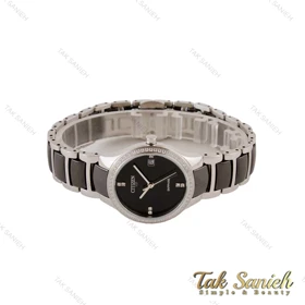 ساعت سیتیزن VIP زنانه سرامیکی دورنگین مشکی نقره ای Citizen-4853-L