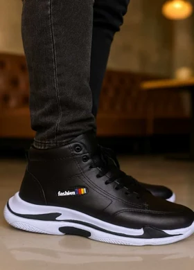 کفش ساق‌دار مردانه مشکی مدل EMTO