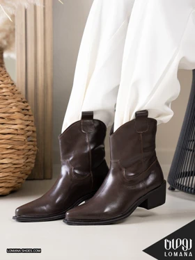 بوت پاشنه تگزاسی چرم لومانا - کد 2627