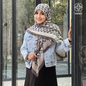 روسری نخ پنبه گل وی