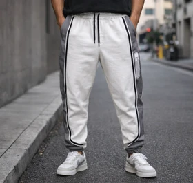 شلوار جاگر سفید طوسی دمپاگتر پارچه گلکسی پنبه* فوق‌العاده شیک و با کیفیت بالا