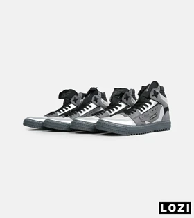 کفش کتانی ساق‌دار طوسی نقره ای OFF WHITE