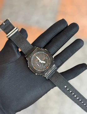 ساعت جی شاک2100بند برزنتی مشکی